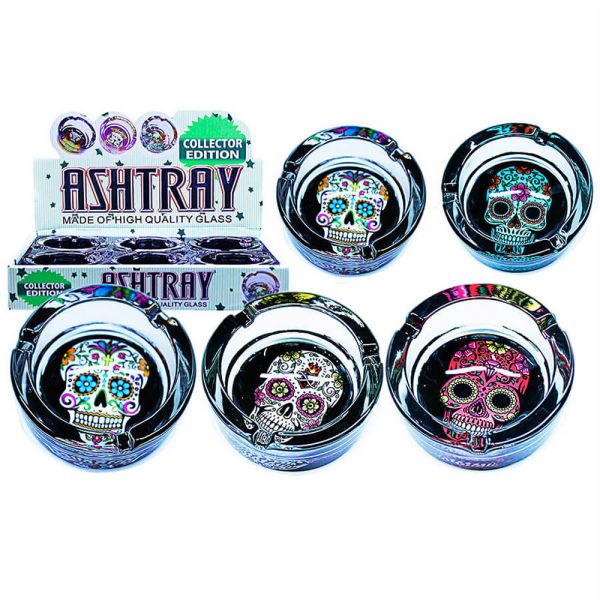 Candy Skulls Pattern Glass Ashtray 70mm