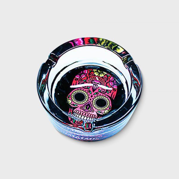 Candy Skulls Pattern Glass Ashtray 70mm