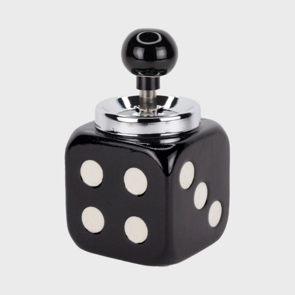 Dice Spinning Ceramic Ashtray Black