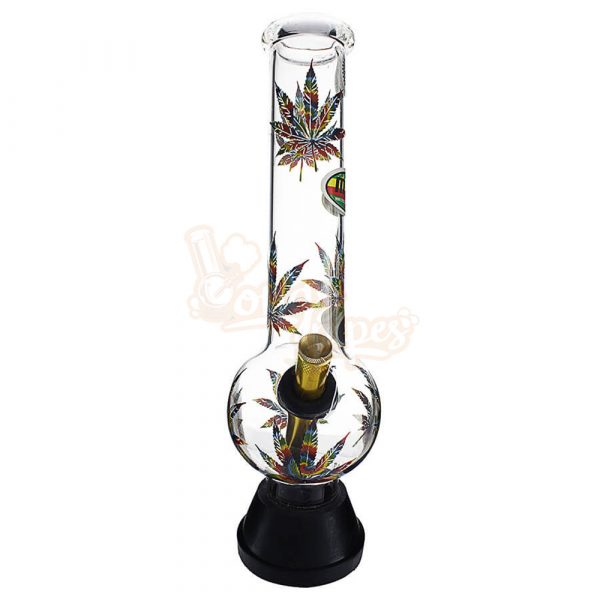 Large Glass Bonza Bubble Colorful Leaf 30cm