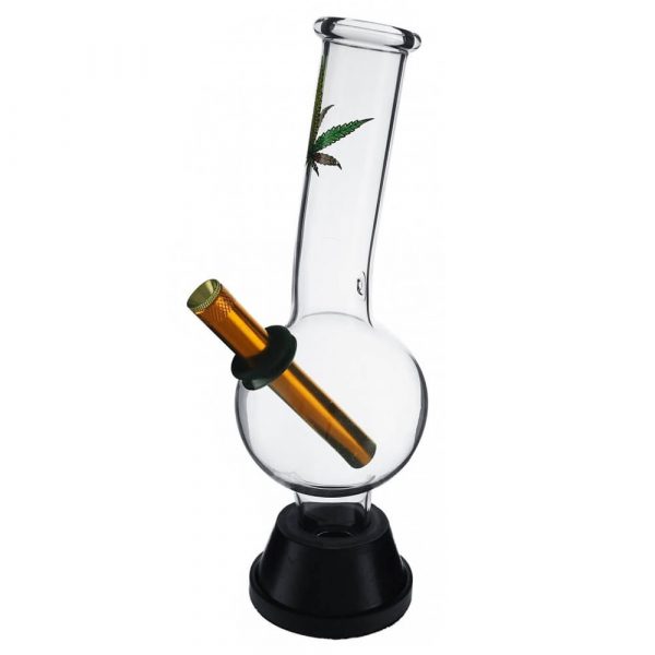 Medium Glass Bonza Bubble Coloured Leaf 25cm