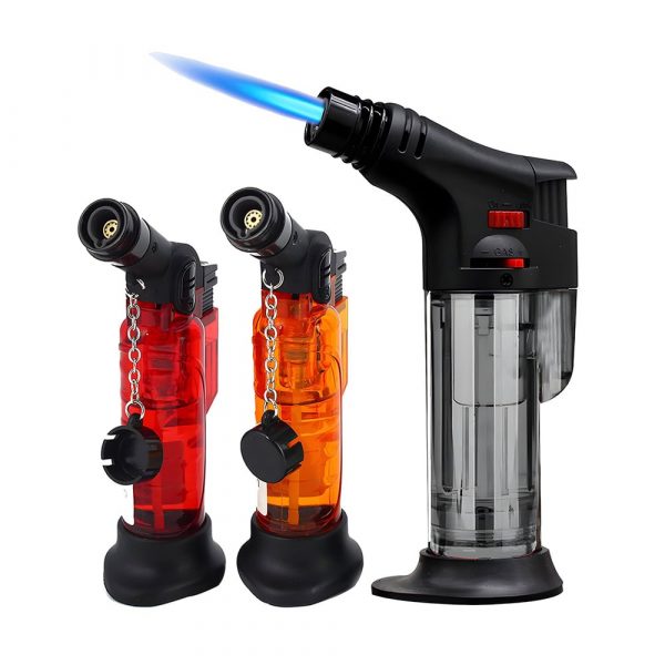 Pack 2X Clear Stand Up Blow Torch Jet Lighter