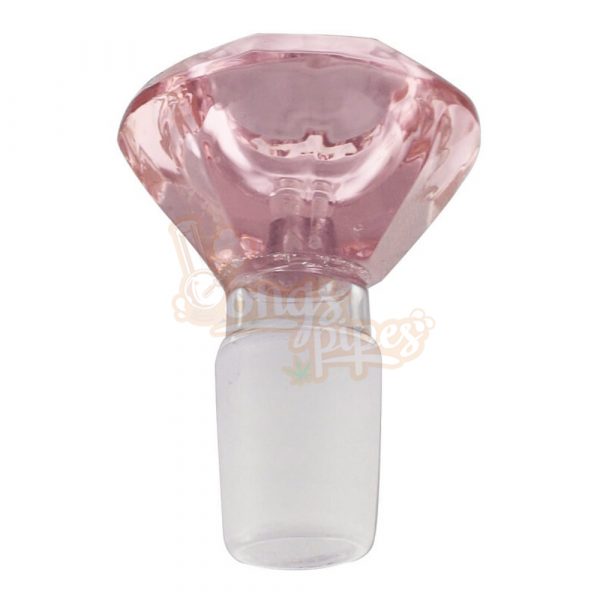 Pink Diamond Shape Male Glass Herb Holder - Fits 19mm Bong