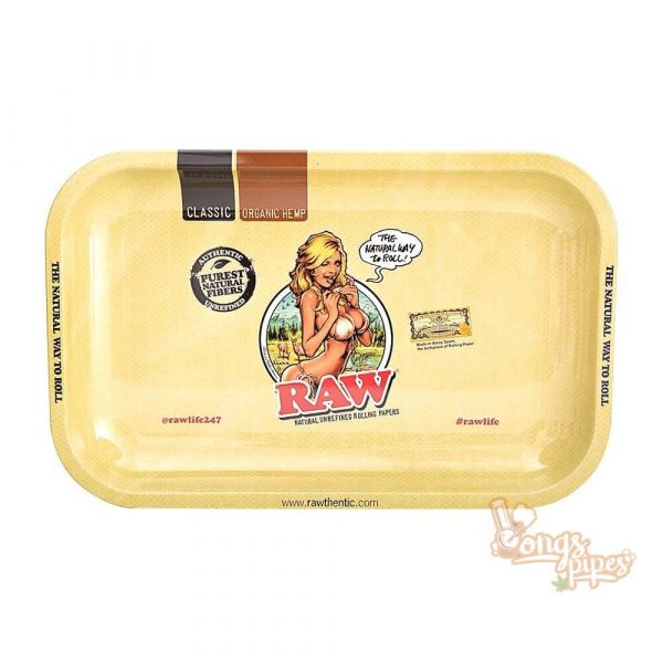 Raw Bikini Girl Small Metal Rolling Tray 27cm X 17cm