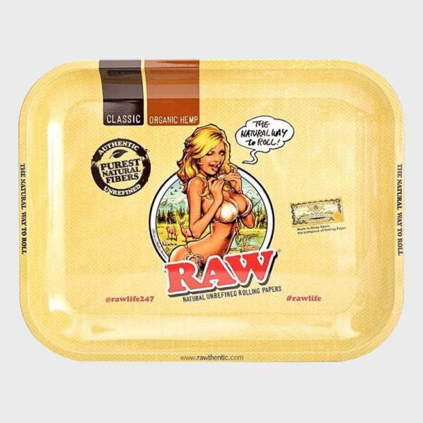 RAW Printed Bikini Girl Metal Rolling Tray 34x28 cm