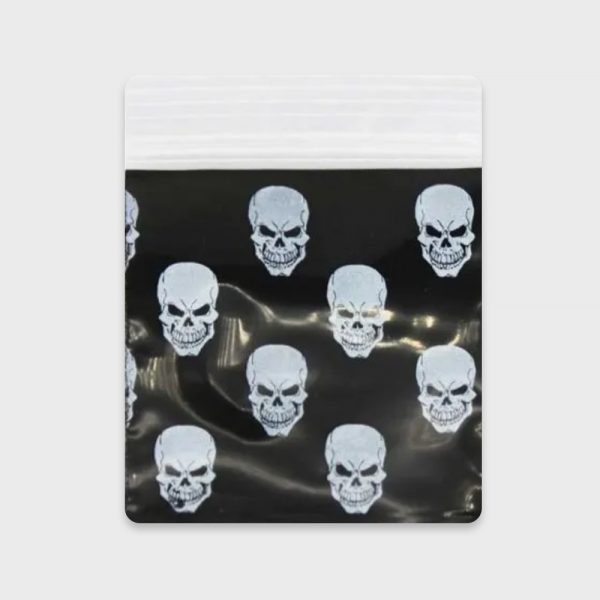 Resealable Plastic Bags 25×25 mm Black with Skull Patterns