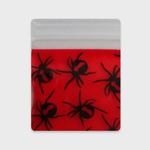 Resealable Plastic Bags 25×25 mm Red with Spider Patterns