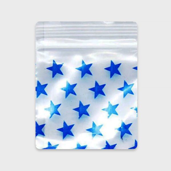 Resealable Plastic Bags 25×25 mm with Blue Star Patterns