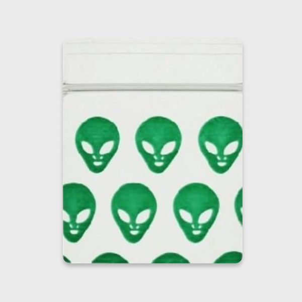 Resealable Plastic Bags 25×25 mm with Green Alien Patterns