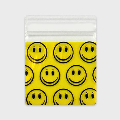 Resealable Plastic Bags 25×25 mm Yellow with Smiley Face Patterns