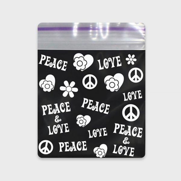 Resealable Plastic Bags 30×30 mm Black with Peace Printed Patterns