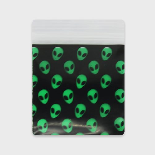 Resealable Plastic Bags 38×38 mm Black with Green Alien Patterns