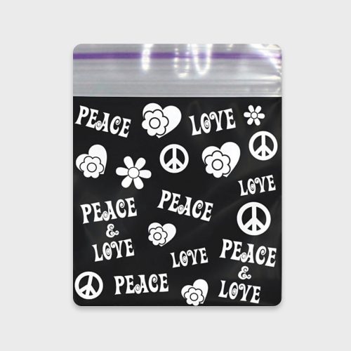 Resealable Plastic Bags 38×38 mm Black with Peace Printed Patterns