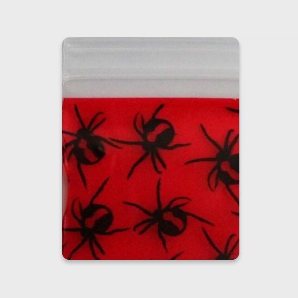 Resealable Plastic Bags 50×50 mm Red with Spider Patterns