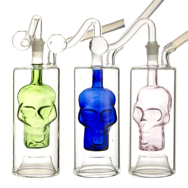 Skull Glass Pipe 13cm with Mini Bubbler Glass Pipe