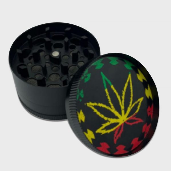 Steel Grinder Black Rasta Pattern 52mm 4-Part