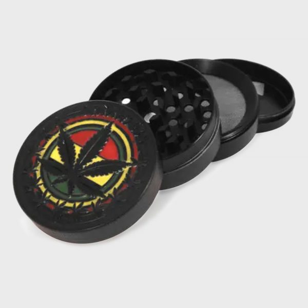 Steel Grinder Black Rasta Pattern 52mm 4-Part