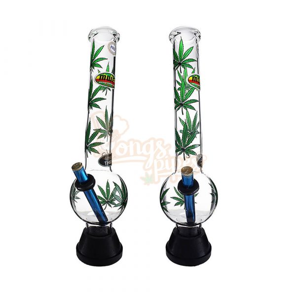 XLarge Glass Bonza Bubble Green Leaf 37cm