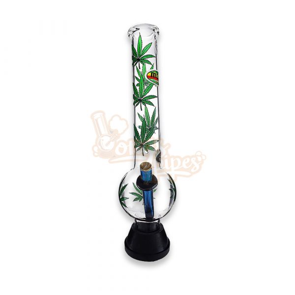 XLarge Glass Bonza Bubble Green Leaf 37cm