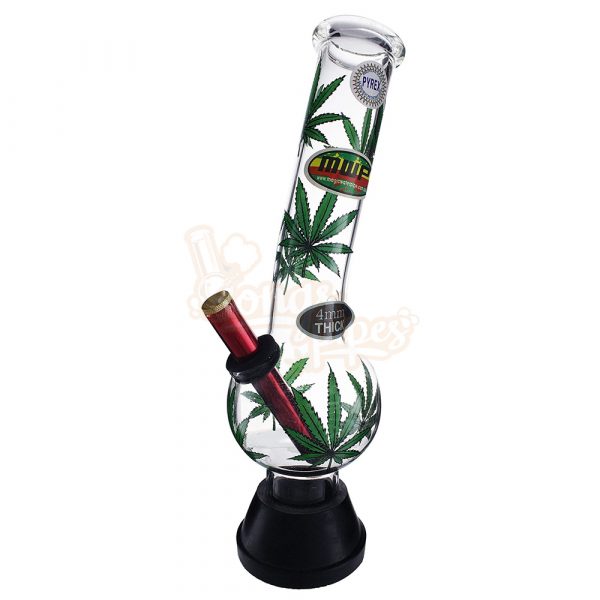 Large Glass Bonza Bubble Green Leaf 30cm