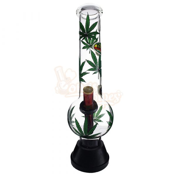 Large Glass Bonza Bubble Green Leaf 30cm