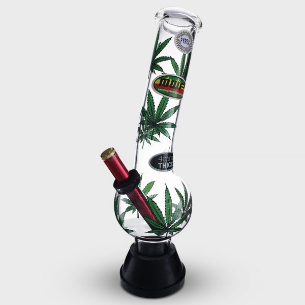 Large Glass Bonza Bubble Green Leaf 30cm