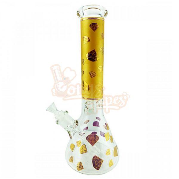 Royal Edition Diamonds Glass Beaker Bong 35cm Amber