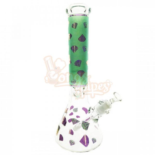 Royal Edition Diamonds Glass Beaker Bong 35cm Green