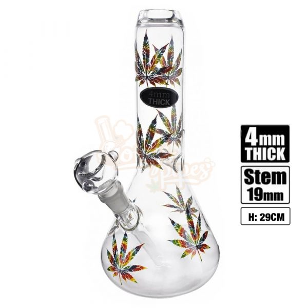 Stone Age Medium Beaker with Rasta Leaf 29cm