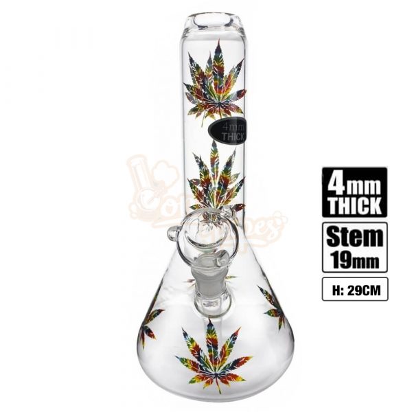 Stone Age Medium Beaker with Rasta Leaf 29cm