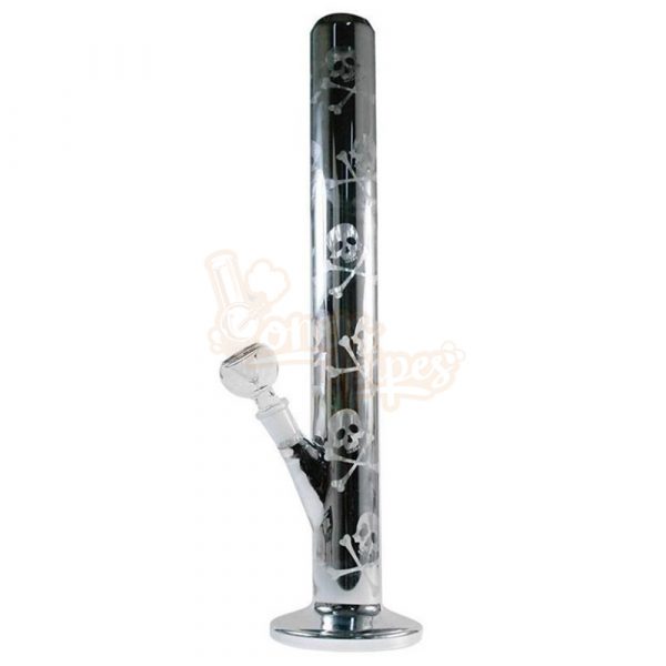 Stone Age Silver Skull Designer Glass Bong 45cm