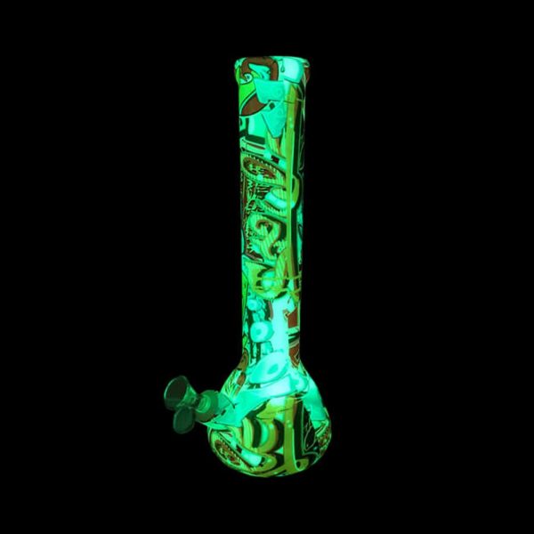 Glow In the Dark Graffiti Artist Silicone Beaker Bong 34cm