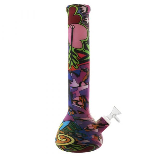 Glow In the Dark Graffiti Artist Silicone Beaker Bong 34cm