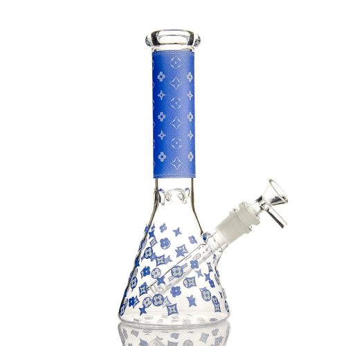 Glow In The Dark Louis Vuitton Glass Beaker Bong 25cm Blue