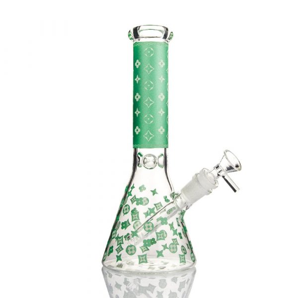 Glow In The Dark Louis Vuitton Glass Beaker Bong 25cm Green