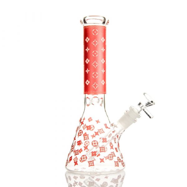 Glow In The Dark Louis Vuitton Glass Beaker Bong 25cm Red