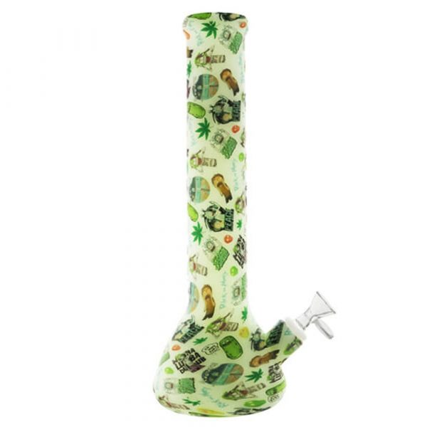 Glow In the Dark Rick and Morty Silicone Beaker Bong 34cm