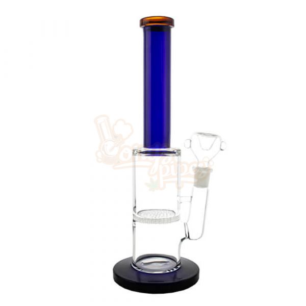 Straight Coloured Honeycomb Glass Water Pipe 26cm