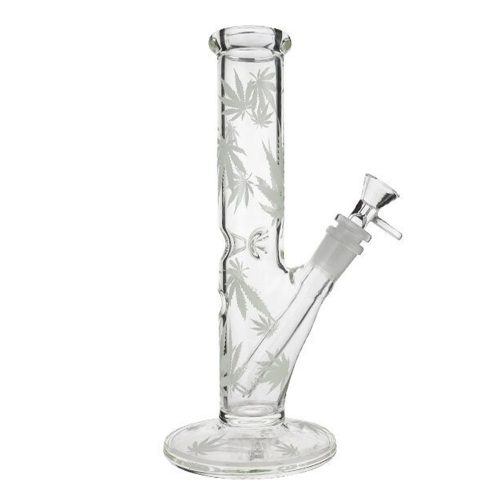 Glow In The Dark Straight Leaf Glass Bong 25cm