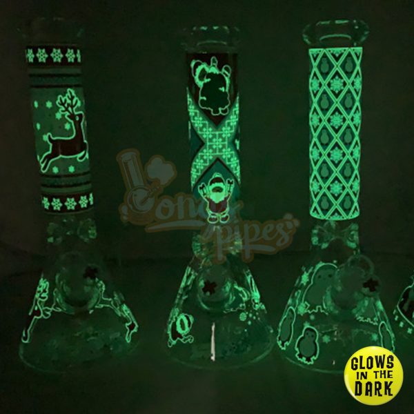 Glow In The Dark Xmas Glass Beaker 7mm With Gift Box