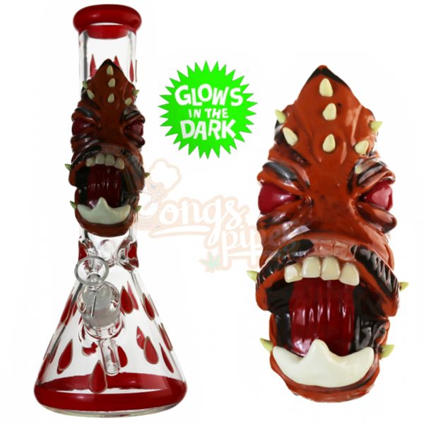 3D Glows In The Dark Red Eyes Monster Beaker Bong