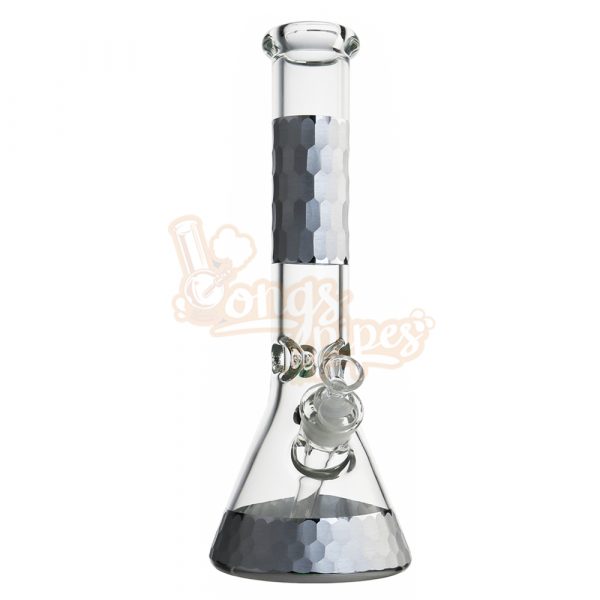 3D Honeycomb Glass Beaker Bong 25cm Grey