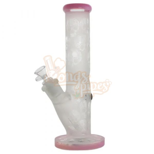 Didgeridoo Straight 9mm Frosted Skulls Waterpipe 30cm Pink