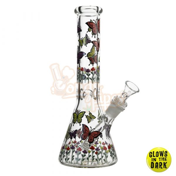 Glow In The Dark Butterfly Beaker Bongs 25cm