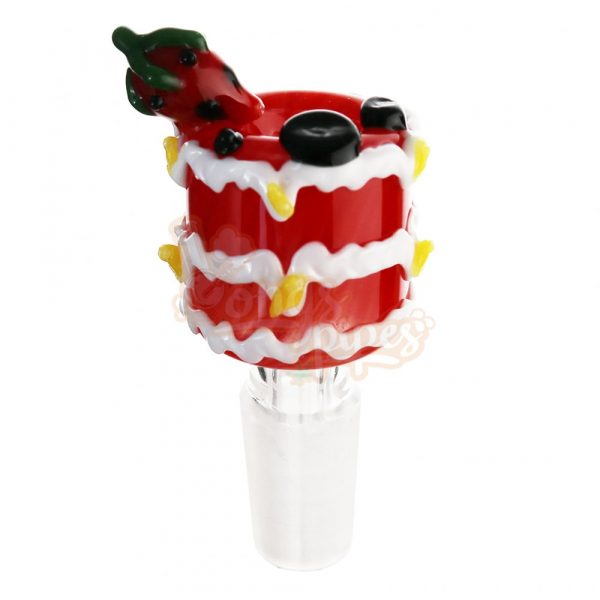 Strawberry Cake Glass Cone Piece 14mm Red