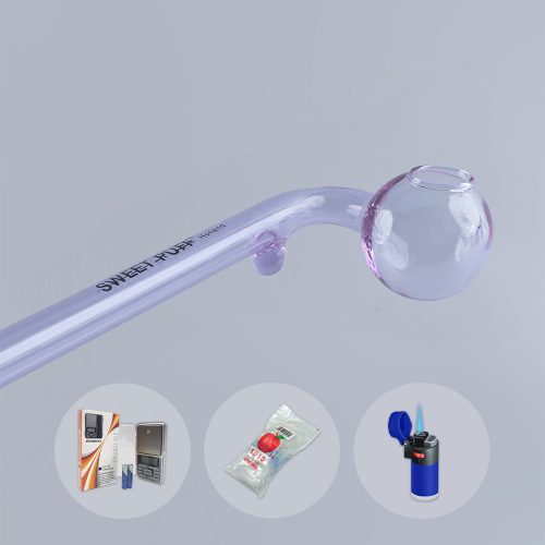 Combo Full X1 Curved Sweet Puff Glass Pipe 14cm Purple Balancer