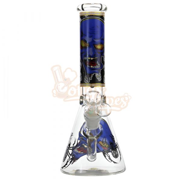 Skulls Glass Beaker Bong 25cm Yellow