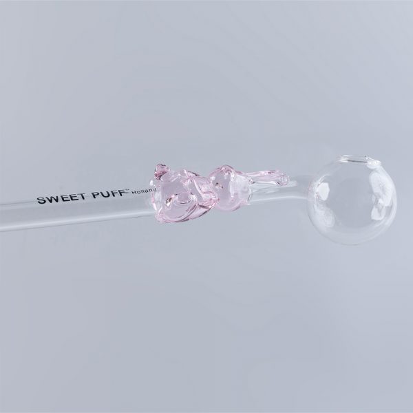 Bunny Sweet Puff Glass Pipe 14cm Pink Bunny and Balancer