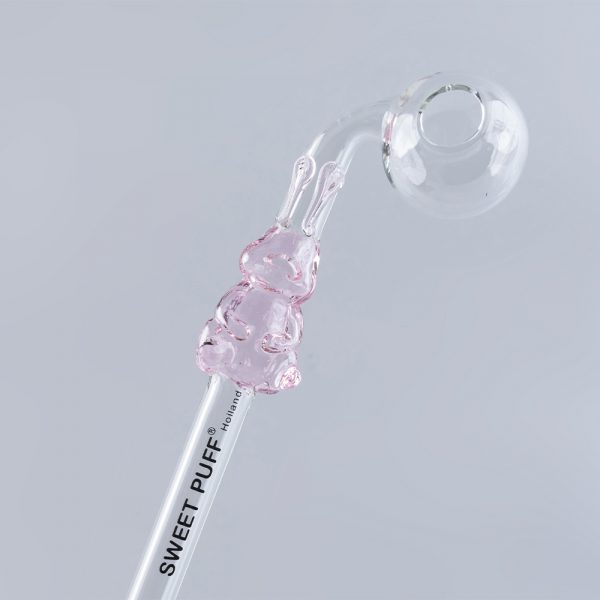 Bunny Sweet Puff Glass Pipe 14cm Pink Bunny and Balancer