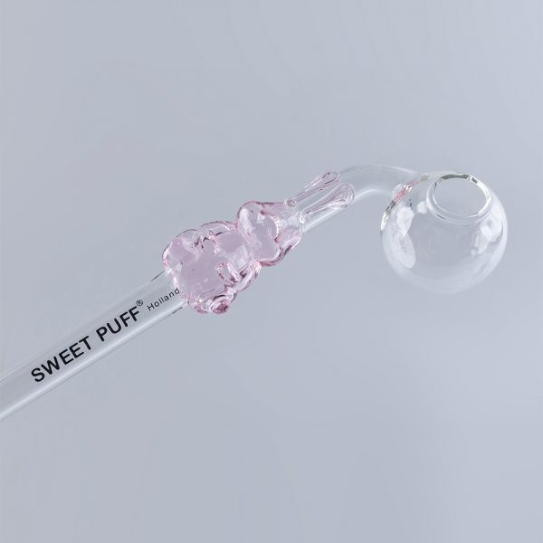 Bunny Sweet Puff Glass Pipe 14cm Pink Bunny and Balancer